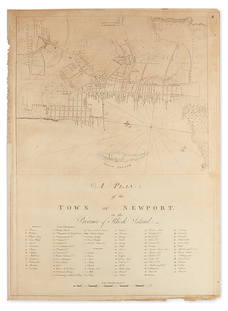 DES BARRES, JOSEPH FREDERICK WALLET. A Plan of the Town of Newport in the Province of Rhode Island.